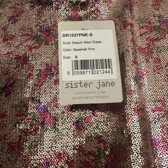 Sister Jane Solar Sequin Maxi Dress Seashell Pink, Size Small, - Picture 6 of 6